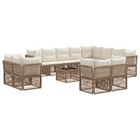 vidaXL Trädgårdsoffset 13 pcs Beige konstrotting