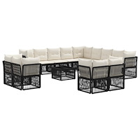 vidaXL Trädgårdsoffset 14 pcs Svart konstrotting