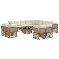 vidaXL Trädgårdsoffset 14 pcs Beige konstrotting