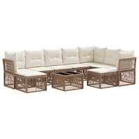 vidaXL Trädgårdsoffset 10 pcs Beige konstrotting