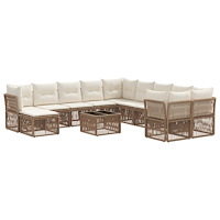 vidaXL Trädgårdsoffset 12 pcs Beige konstrotting