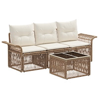 vidaXL Trädgårdsoffset 4 pcs Beige konstrotting