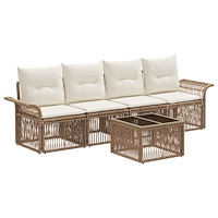 vidaXL Trädgårdsoffset 5 pcs Beige konstrotting