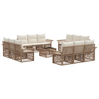 vidaXL Trädgårdsoffset 13 pcs Beige konstrotting