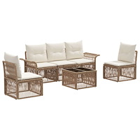 vidaXL Trädgårdsoffset 6 pcs Beige konstrotting
