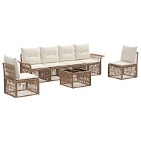 vidaXL Trädgårdsoffset 7 pcs Beige konstrotting