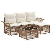 vidaXL Trädgårdsoffset 5 pcs Beige konstrotting
