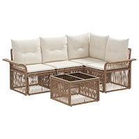 vidaXL Trädgårdsoffset 5 pcs Beige konstrotting