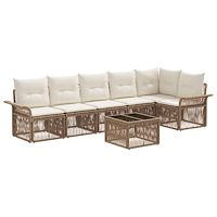 vidaXL Trädgårdsoffset 7 pcs Beige konstrotting