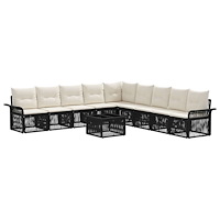 vidaXL Trädgårdsoffset 10 pcs Svart konstrotting