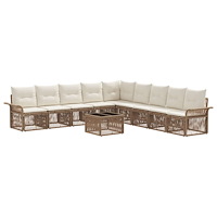 vidaXL Trädgårdsoffset 10 pcs Beige konstrotting