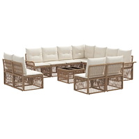 vidaXL Trädgårdsoffset 12 pcs Beige konstrotting