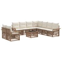 vidaXL Trädgårdsoffset 10 pcs Beige konstrotting