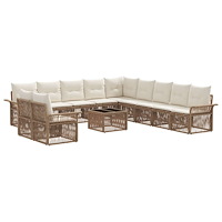 vidaXL Trädgårdsoffset 12 pcs Beige konstrotting