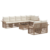 vidaXL Trädgårdsoffset 9 pcs Beige konstrotting