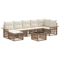 vidaXL Trädgårdsoffset 8 pcs Beige konstrotting