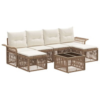 vidaXL Trädgårdsoffset 7 pcs Beige konstrotting