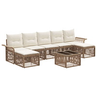 vidaXL Trädgårdsoffset 8 pcs Beige konstrotting