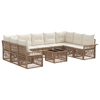 vidaXL Trädgårdsoffset 10 pcs Beige konstrotting