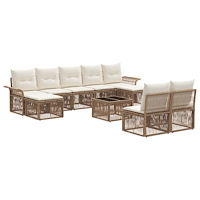 vidaXL Trädgårdsoffset 10 pcs Beige konstrotting