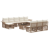 vidaXL Trädgårdsoffset 11 pcs Beige konstrotting