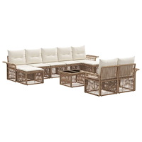 vidaXL Trädgårdsoffset 10 pcs Beige konstrotting