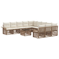 vidaXL Trädgårdsoffset 12 pcs Beige konstrotting