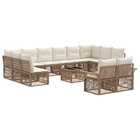 vidaXL Trädgårdsoffset 13 pcs Beige konstrotting