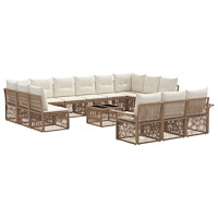 vidaXL Trädgårdsoffset 14 pcs Beige konstrotting