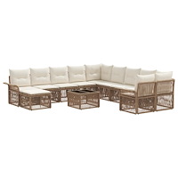 vidaXL Trädgårdsoffset 12 pcs Beige och krämvit konstrotting