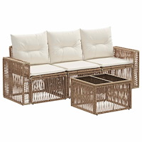 vidaXL Trädgårdsoffset 4 pcs Beige och krämvit konstrotting