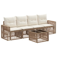vidaXL Trädgårdsoffset 5 pcs Beige och krämvit konstrotting