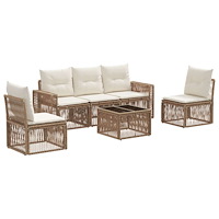 vidaXL Trädgårdsoffset 6 pcs Beige och krämvit konstrotting
