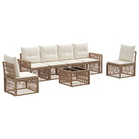 vidaXL Trädgårdsoffset 7 pcs Beige och krämvit konstrotting