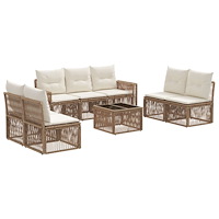 vidaXL Trädgårdsoffset 8 pcs Beige och krämvit konstrotting