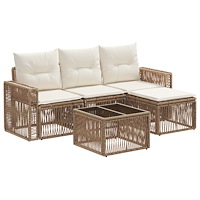 vidaXL Trädgårdsoffset 5 pcs Beige och krämvit konstrotting