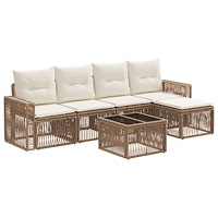 vidaXL Trädgårdsoffset 6 pcs Beige och krämvit konstrotting