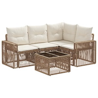 vidaXL Trädgårdsoffset 5 pcs Beige och krämvit konstrotting