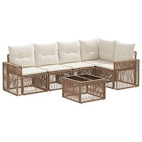 vidaXL Trädgårdsoffset 6 pcs Beige och krämvit konstrotting