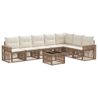 vidaXL Trädgårdsoffset 8 pcs Beige och krämvit konstrotting