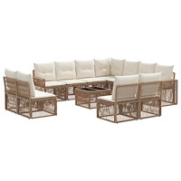 vidaXL Trädgårdsoffset 12 pcs Beige och krämvit konstrotting