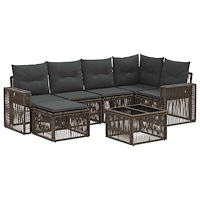 vidaXL Trädgårdsoffset 7 pcs Grå och mörkgrå konstrotting