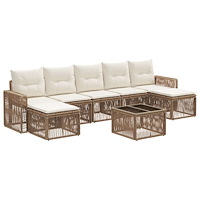 vidaXL Trädgårdsoffset 8 pcs Beige och krämvit konstrotting