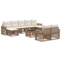 vidaXL Trädgårdsoffset 10 pcs Beige och krämvit konstrotting