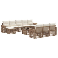 vidaXL Trädgårdsoffset 11 pcs Beige och krämvit konstrotting