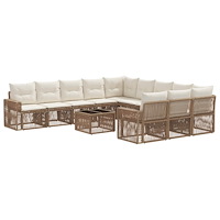 vidaXL Trädgårdsoffset 12 pcs Beige och krämvit konstrotting