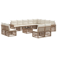 vidaXL Trädgårdsoffset 13 pcs Beige och krämvit konstrotting
