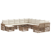 vidaXL Trädgårdsoffset 12 pcs Beige och krämvit konstrotting