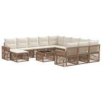 vidaXL Trädgårdsoffset 13 pcs Beige och krämvit konstrotting