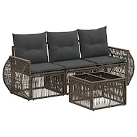 vidaXL Trädgårdsoffset 4 pcs Grå och mörkgrå konstrotting